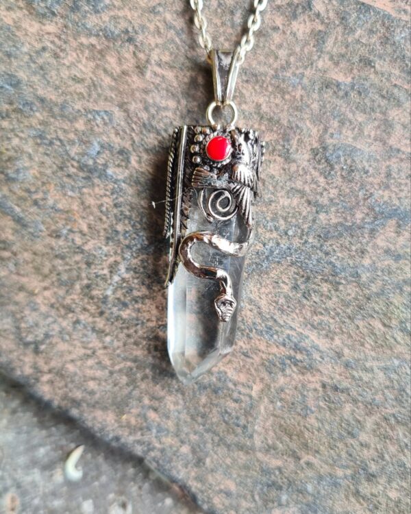 Quartz and Spondylus Alpaca Silver Inca style necklace