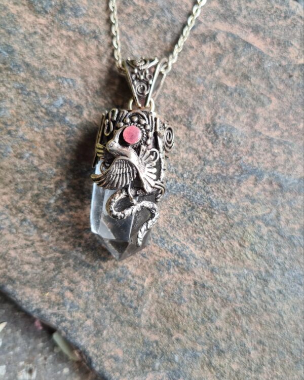 Quartz kolibri Alpaca Silver Inca style necklace