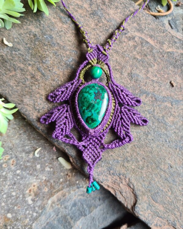 Chrysocolla turquoise macrame necklace