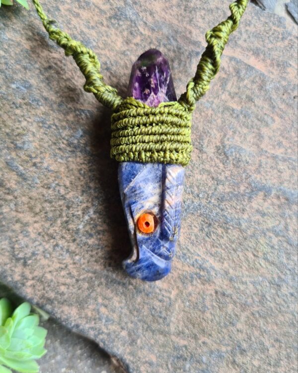 The Eagle of the Andes gaia earth trilogy Amethyst Sodalite Spondylus Macrame