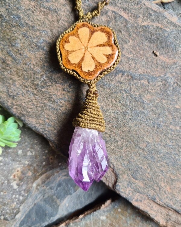 Amethyst and Ayahuasca necklace
