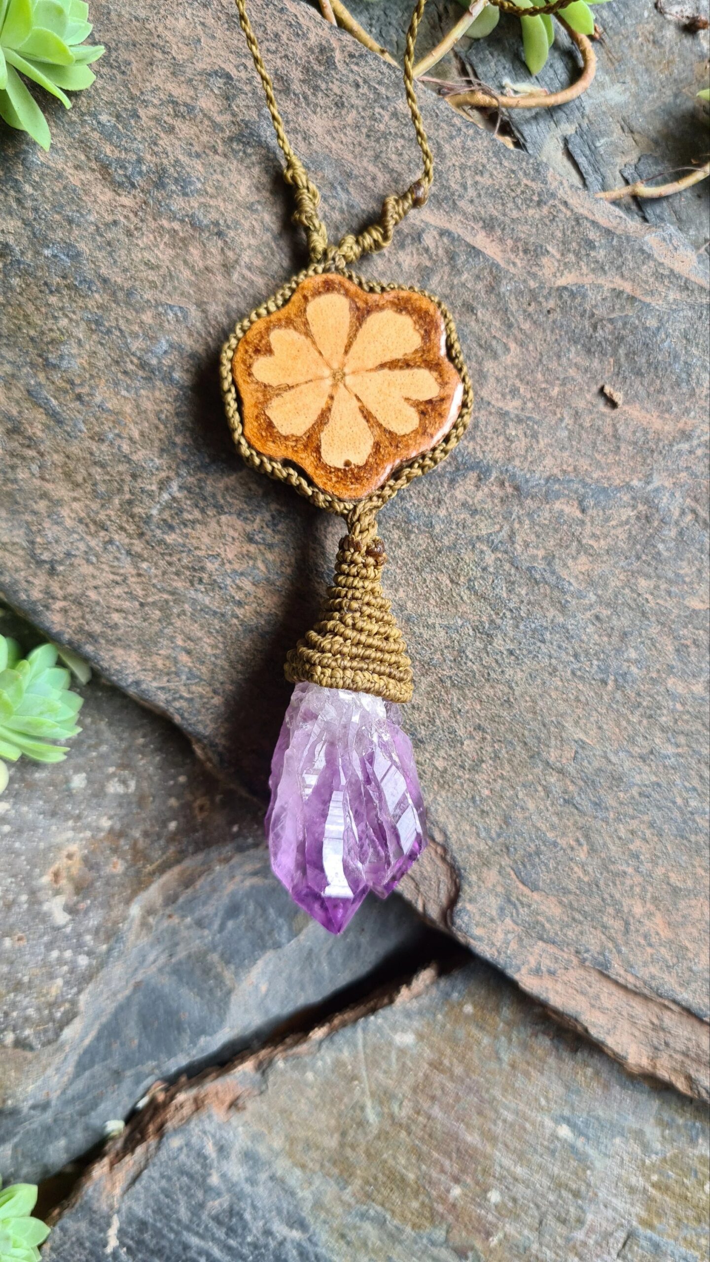 Amethyst and Ayahuasca necklace