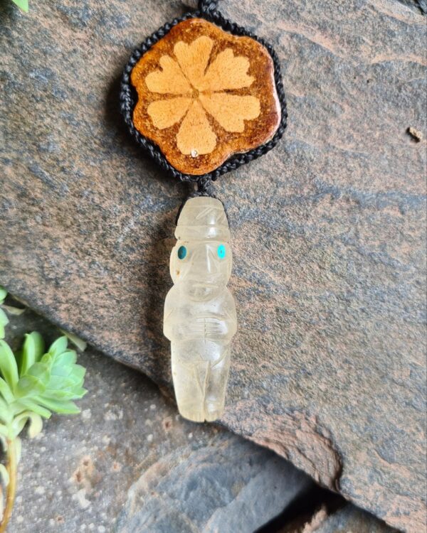 Spirit of the vine Quartz carving with Ayahuasca slice