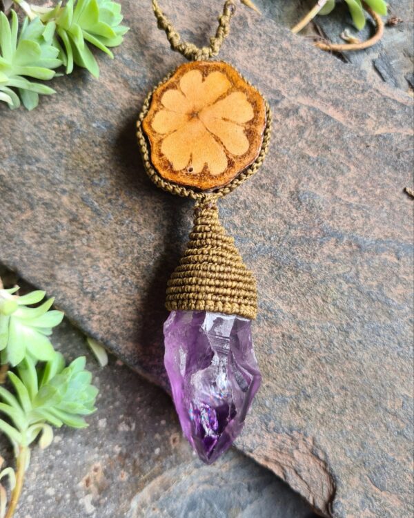 Amethyst and Ayahuasca necklace
