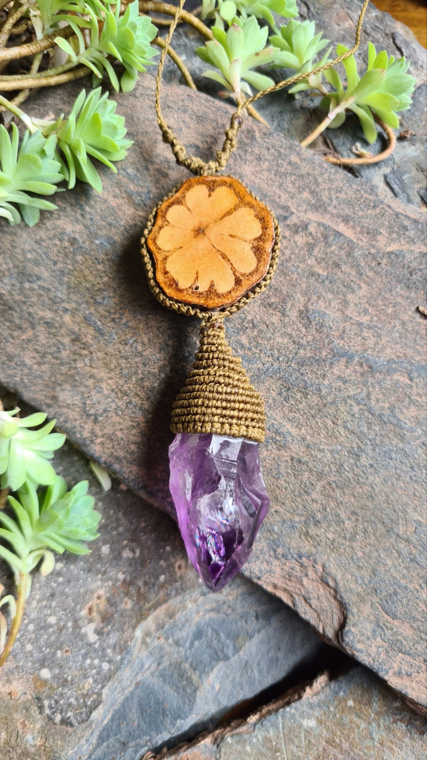 Amethyst and Ayahuasca necklace
