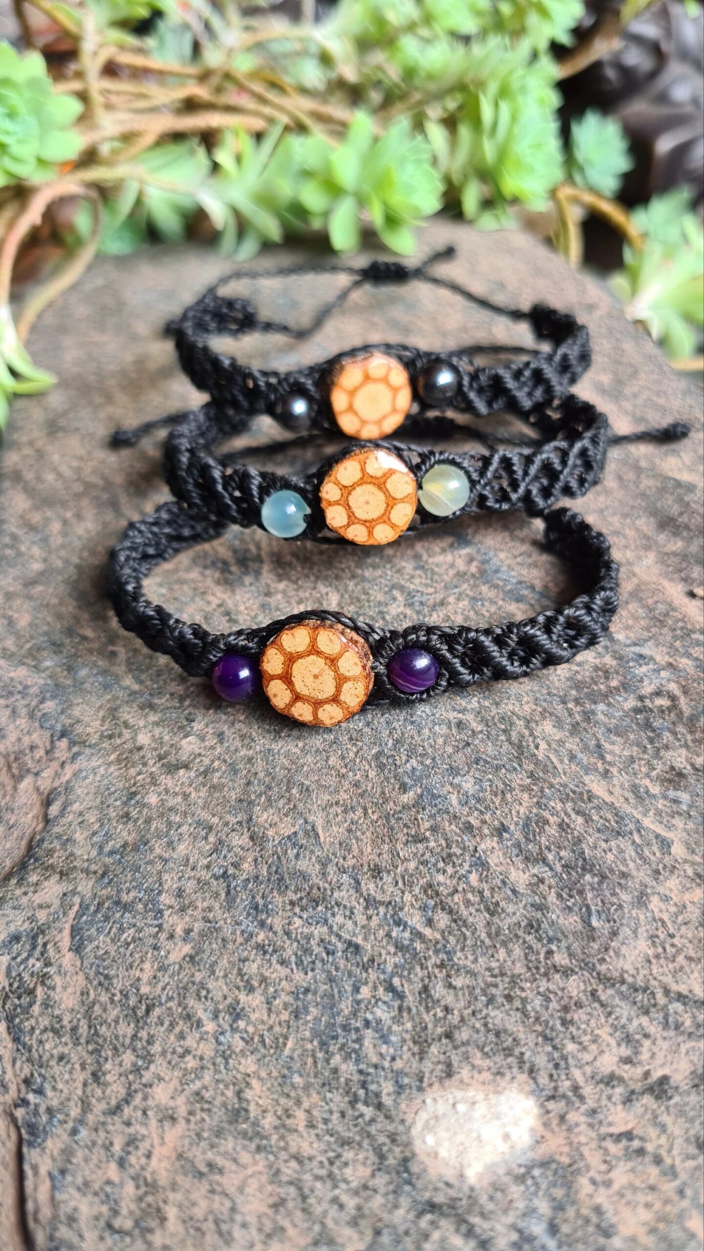 Ayahuasca slice macrame bracelet
