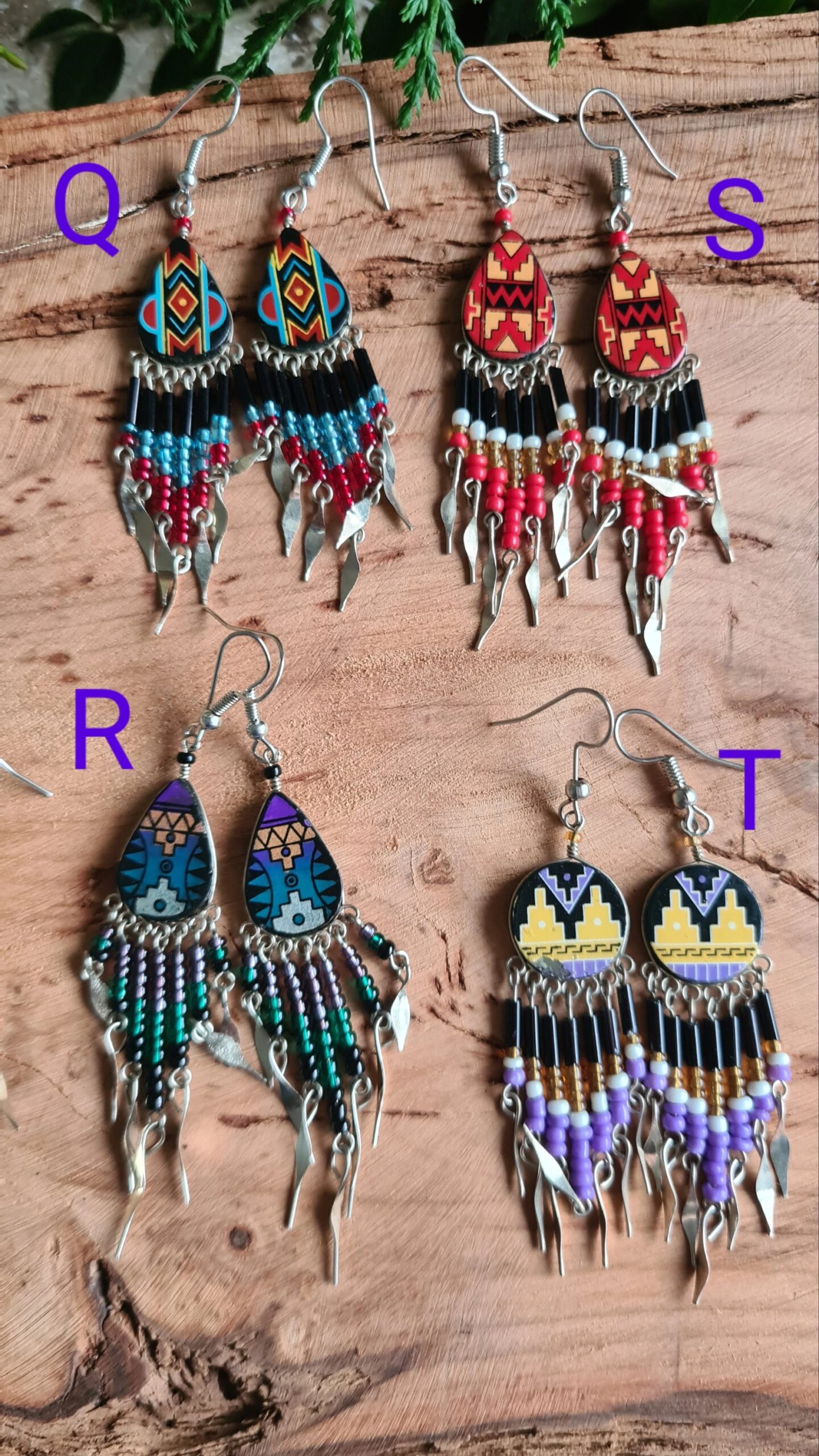 Hand painted Dangle earrings - Image 7