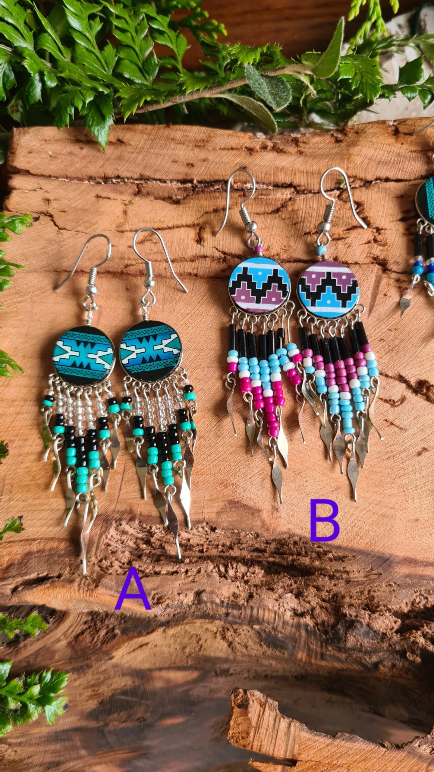 Hand painted Dangle earrings - Image 2