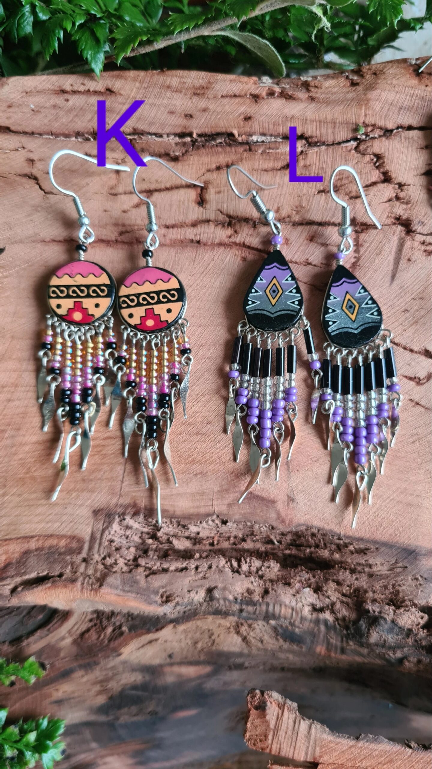 Hand painted Dangle earrings - Image 5