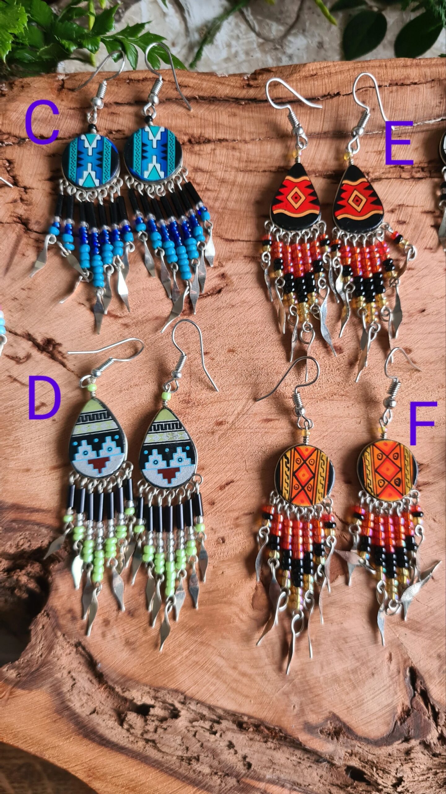 Hand painted Dangle earrings - Image 3