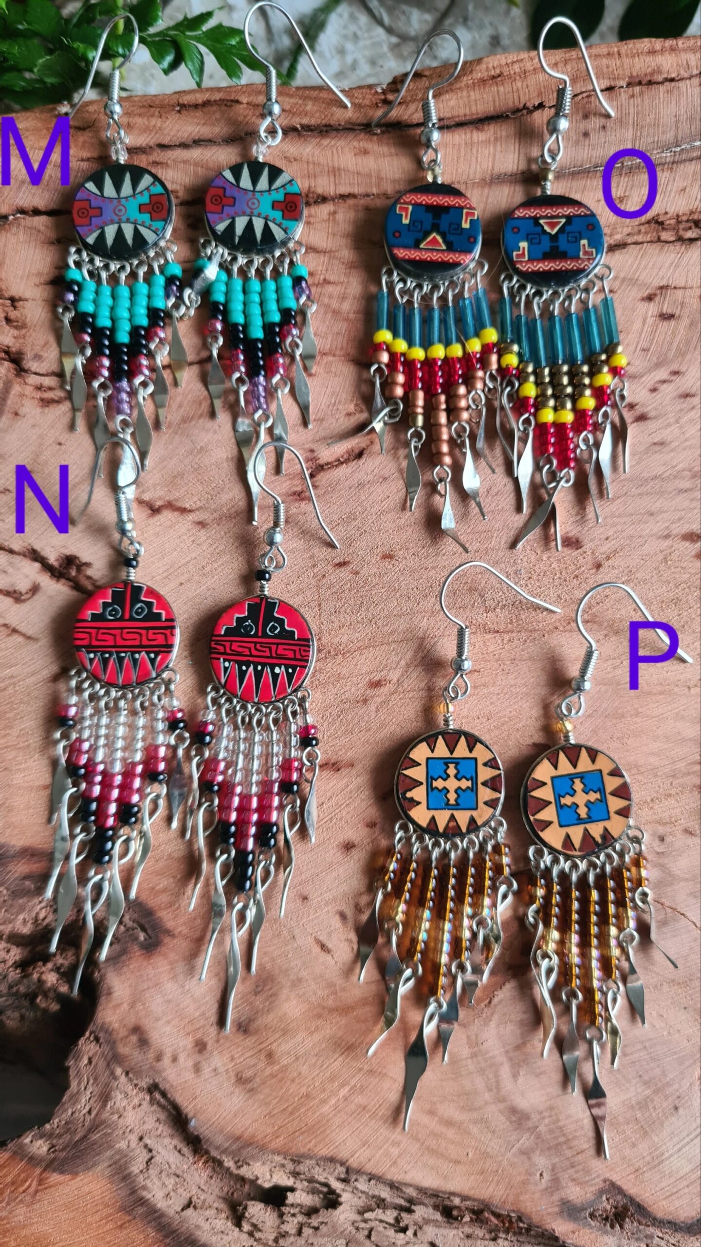 Hand painted Dangle earrings - Image 6