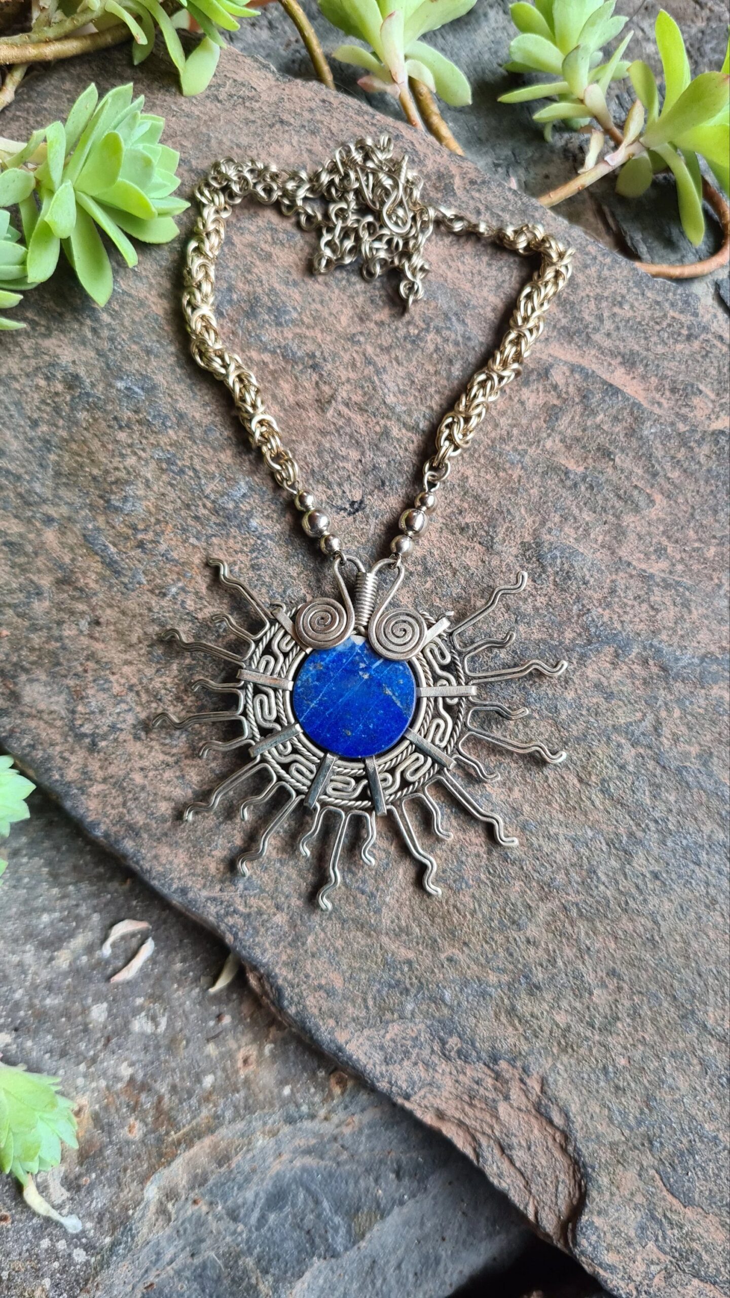 Inti Sun Sodalite and Alpaca Silver necklace