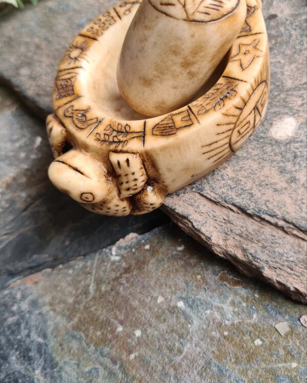 Sacred Andean Alabaster Mortar & Pestle – Hand-Carved Inca Calendar & Totems