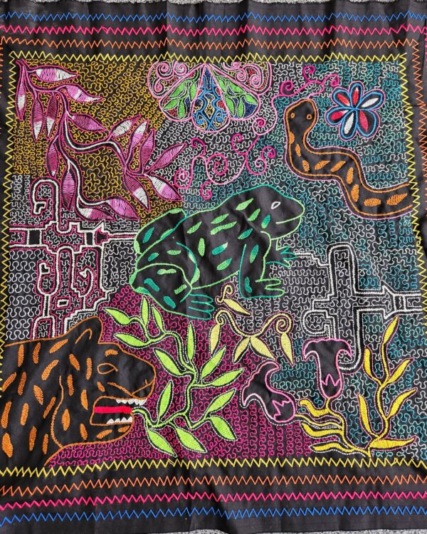 Hand embroided Shipibo tapestry