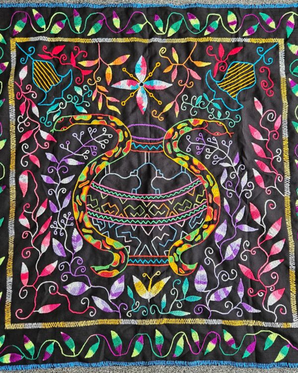 Hand embroided Shipibo tapestry