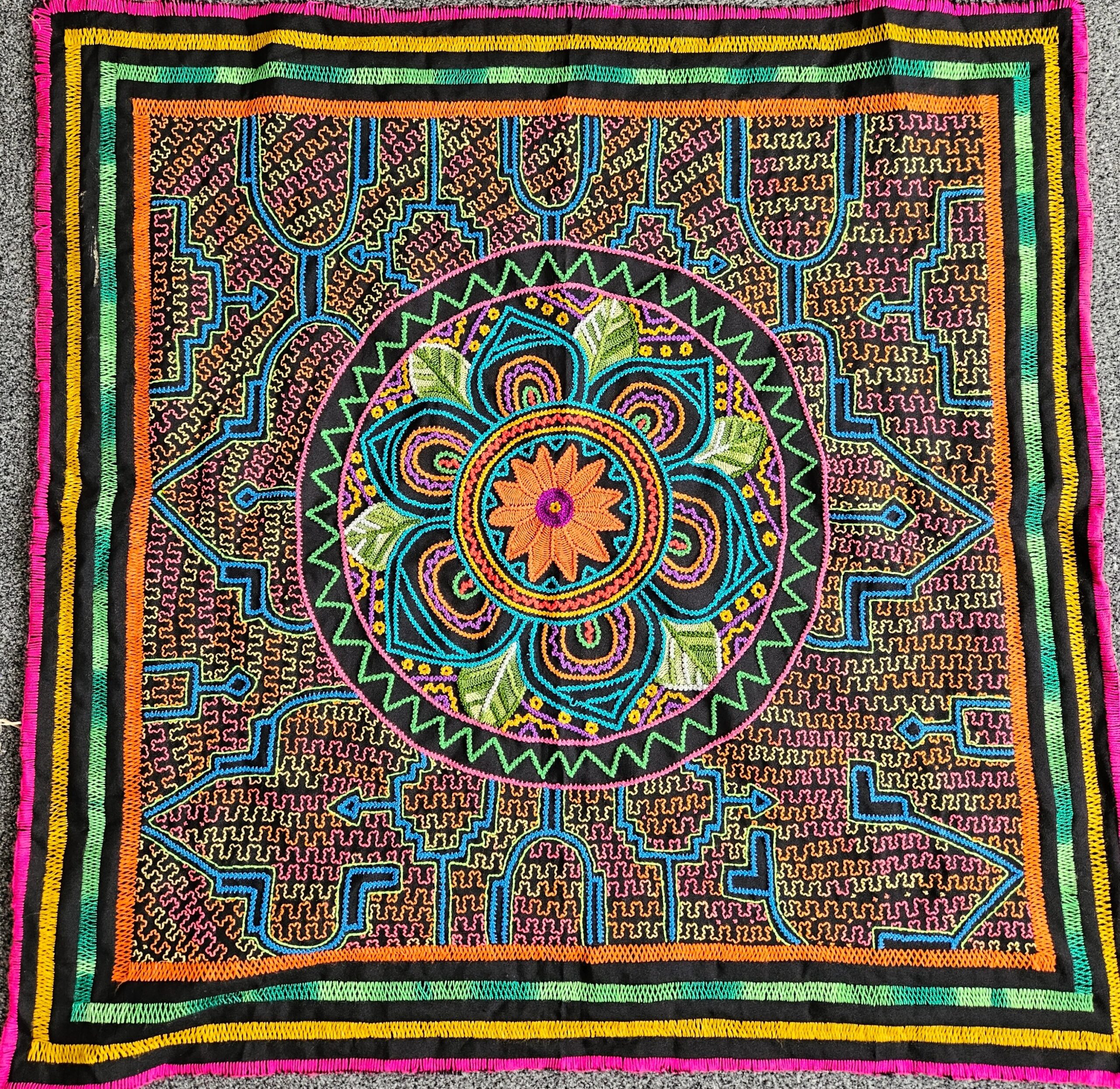 Hand embroided Shipibo tapestry