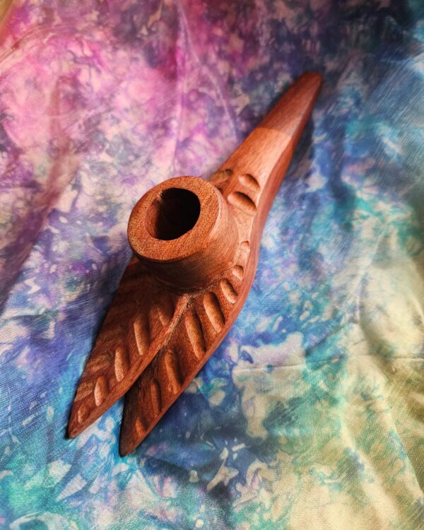 Palo Sangre wood carved Shipibo ceremonial pipe