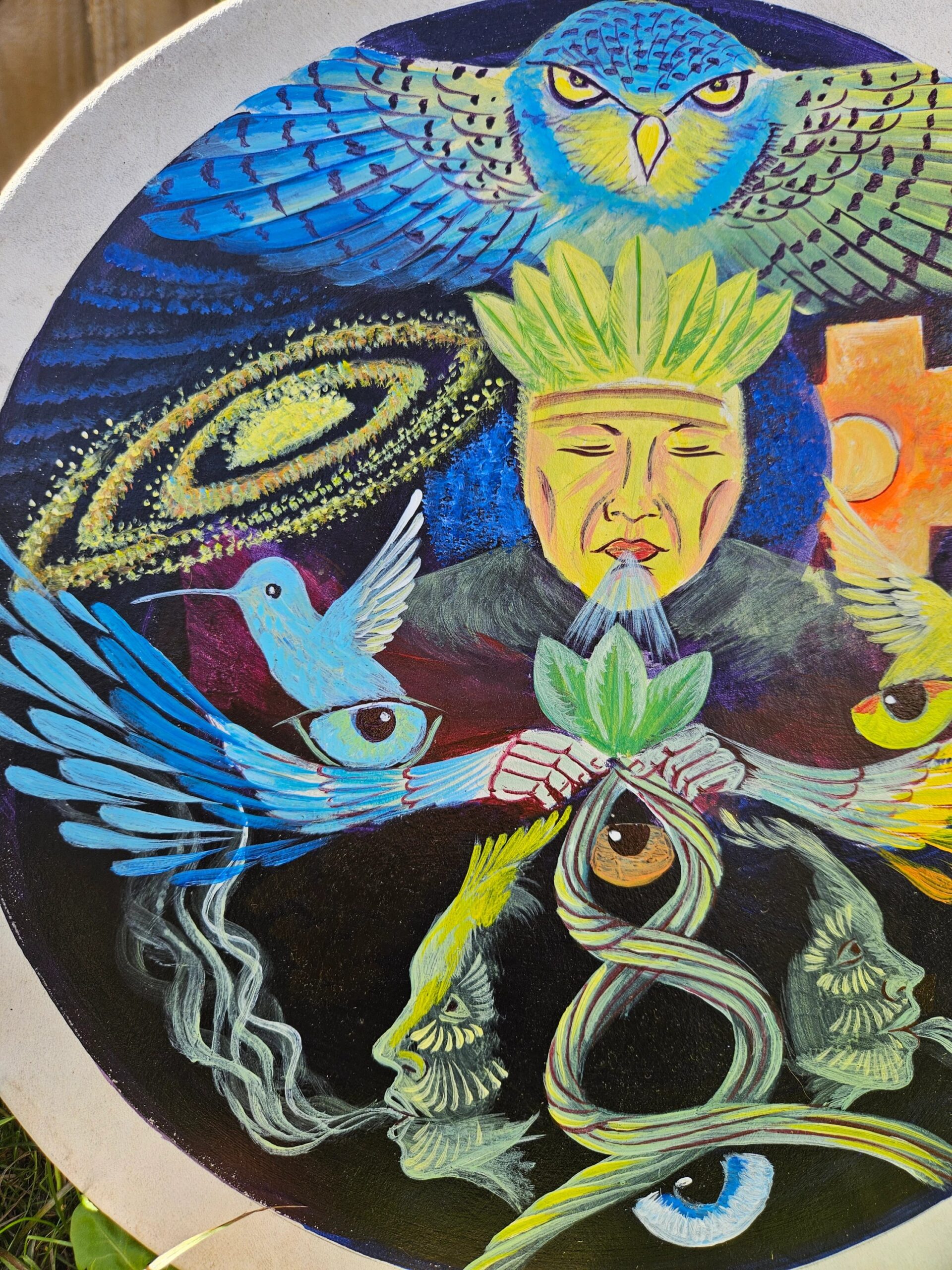 Sacred Handpainted Shamanic drum - Image 4
