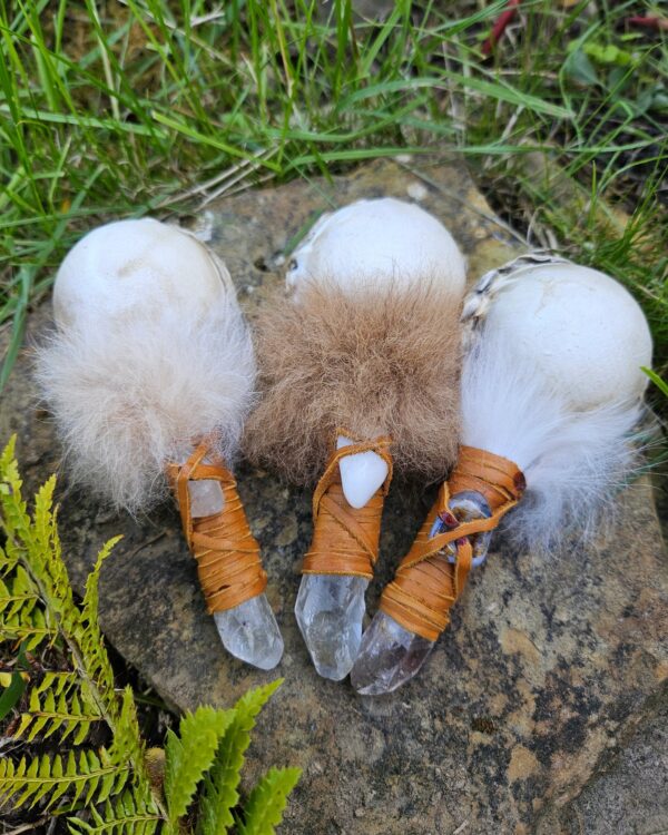 Quartz handle Alpaca wool rattles